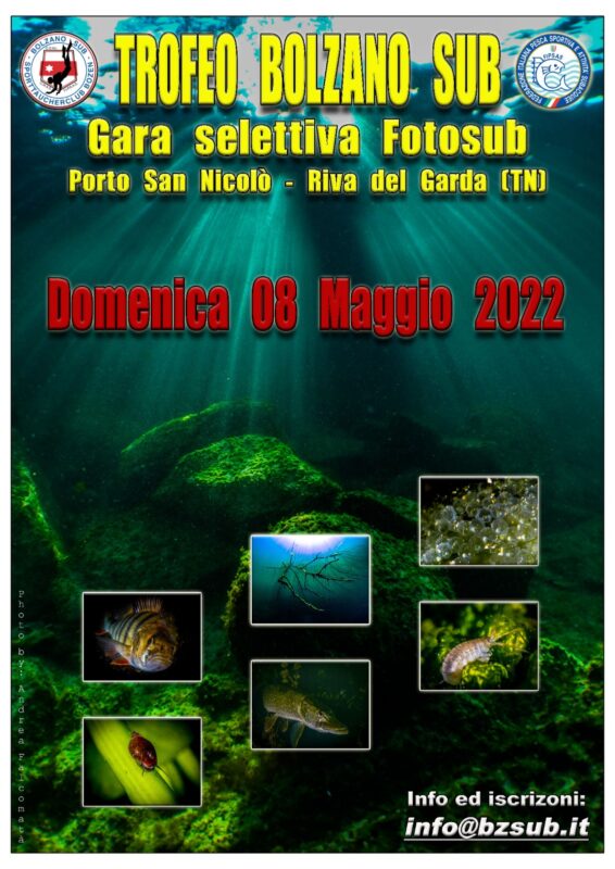 Trofeo Bolzano Sub 2022, Riva del Garda, 8 maggio 2022, info e iscrizioni entro il 4 maggio 2022, info@bzsub.it